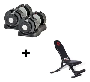 2.5kg - 25kg Quick Select Adjustable Dumbbell Set   Bench Package