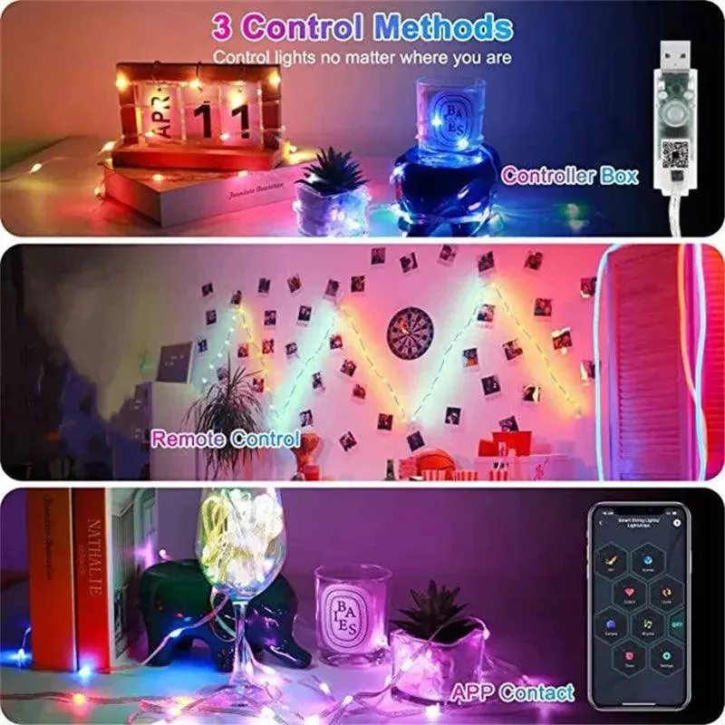 5/10/ 20M RGB LED String Light APP Bluetooth  Smart Fairy Lights Festoon Christmas Tree Wedding Outdoor Garden  Decor New Year L