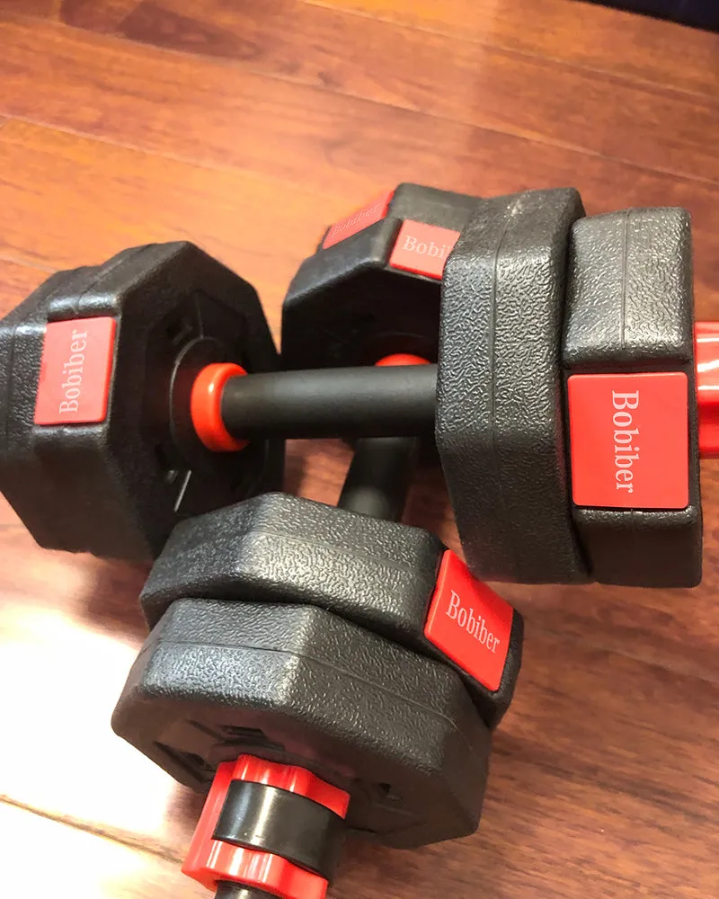 Bobiber dumbbell, adjustable dumbbell barbell weight pair, free weight combo set, non-slip neoprene hands, multi-purpose, home, gym, office