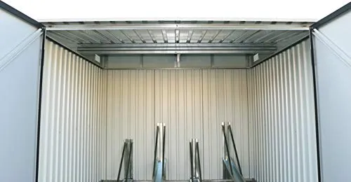 Duramax Bicycle Store with 4x adjustable bicycle tracks & Fully Wide Double Lockable Doors, Metal Storage Shed, Garden Shed for bikes, Bicycle storage for 4 bikes, Anthracite & Off-White Trimmings