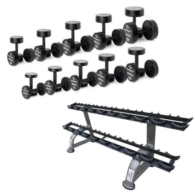 Element Fitness 5-50 Platinum Dumbbell Set with Stand