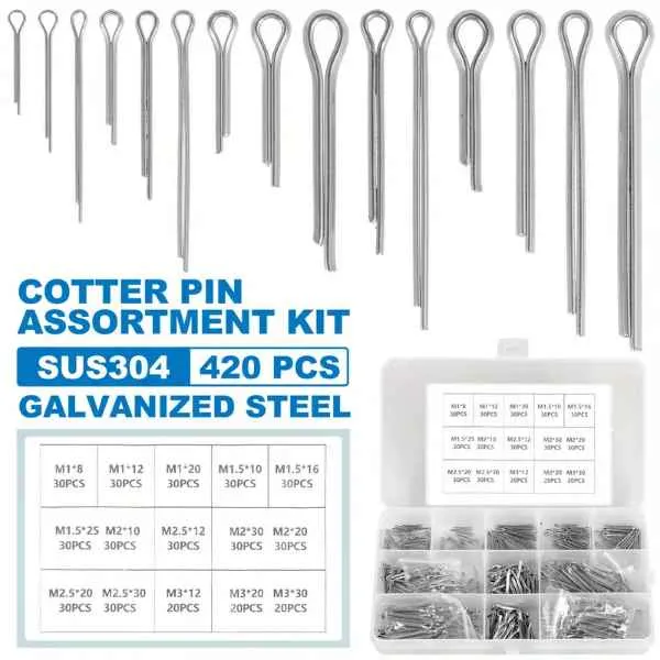 Fastenings 420-Piece Cotter Pin Assortment Kit
