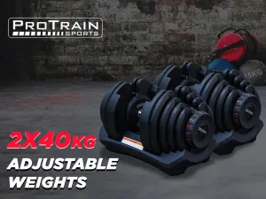 Fitness PAIR ADJUSTABLE DUMBBELLS 40KG