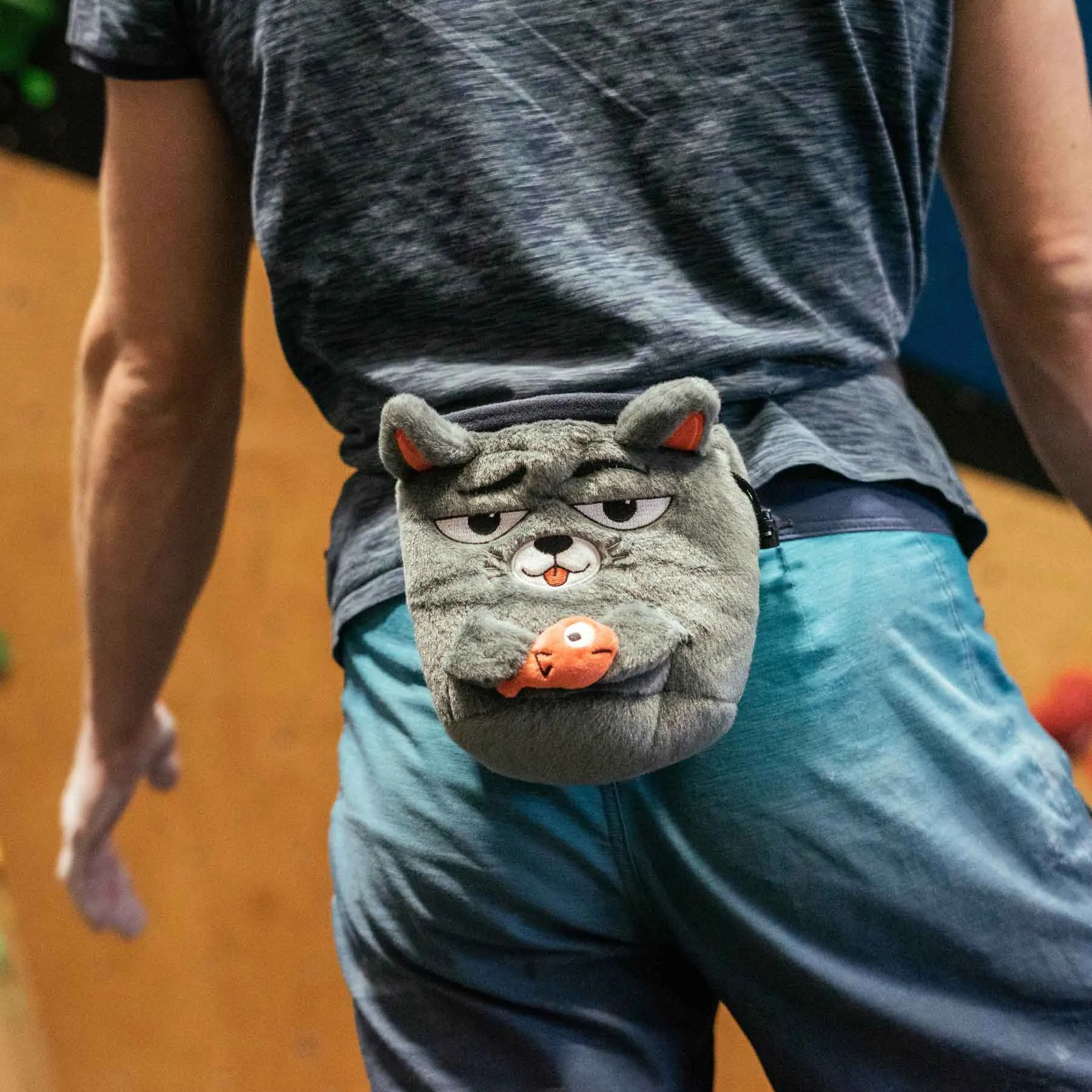 Grey Cat Rock Climbing Chalk Bag
