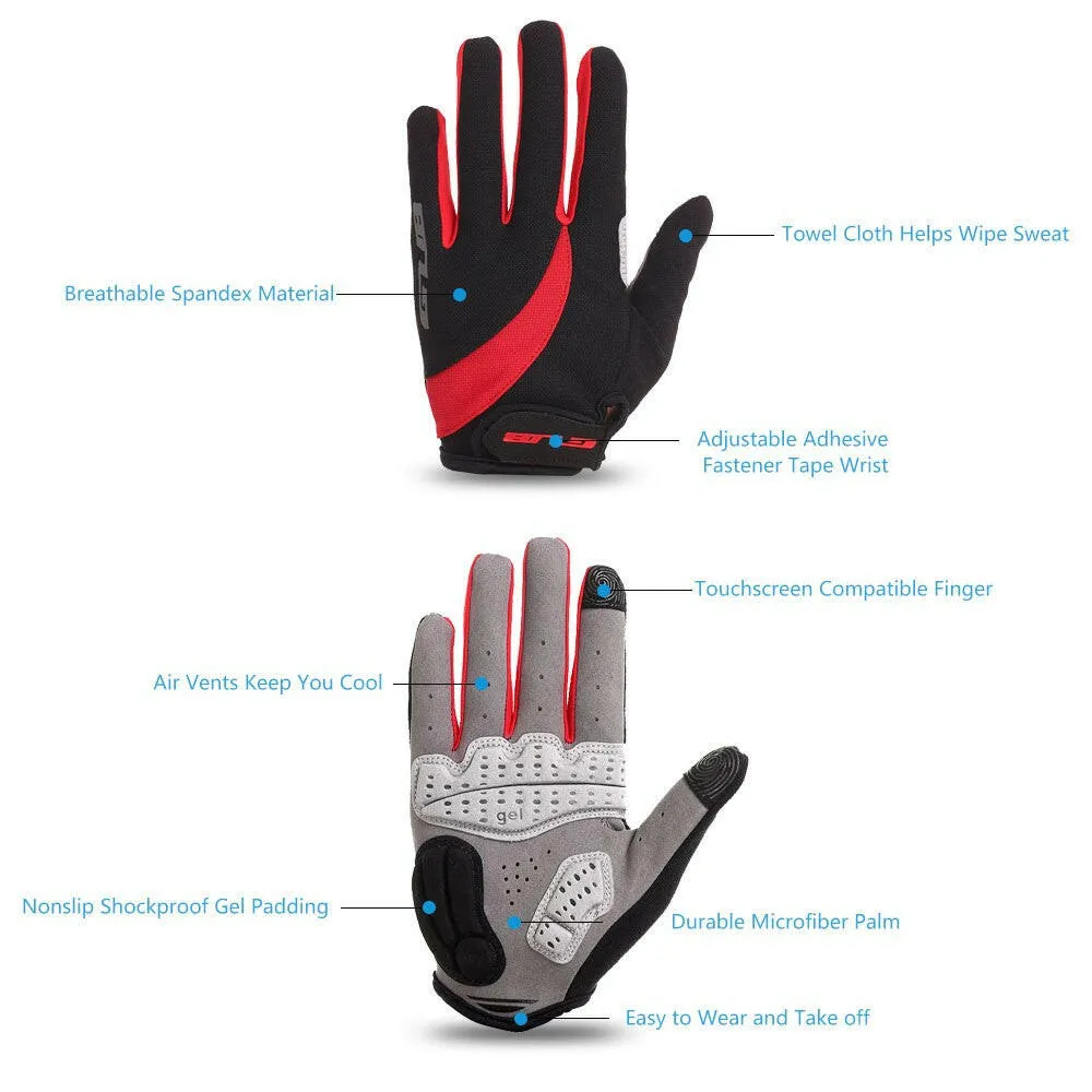 GUB Unisex Gel Padded Touch Screen Full Finger Cycling Gloves MTB Road Bike Bicycle Riding Outdoor Sport Gloves