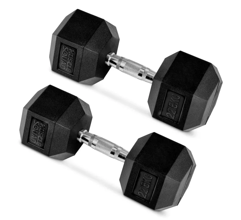Hex Rubber Dumbbell Pairs