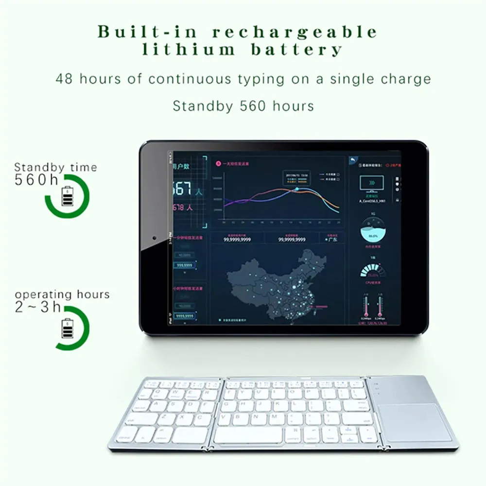 Mini Folding Bluetooth Keyboard with Touchpad