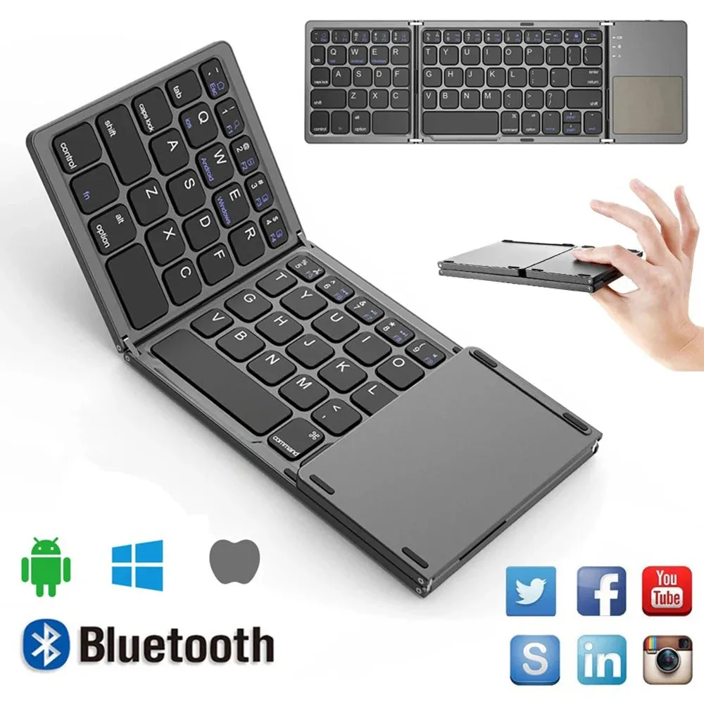 Mini Folding Bluetooth Keyboard with Touchpad