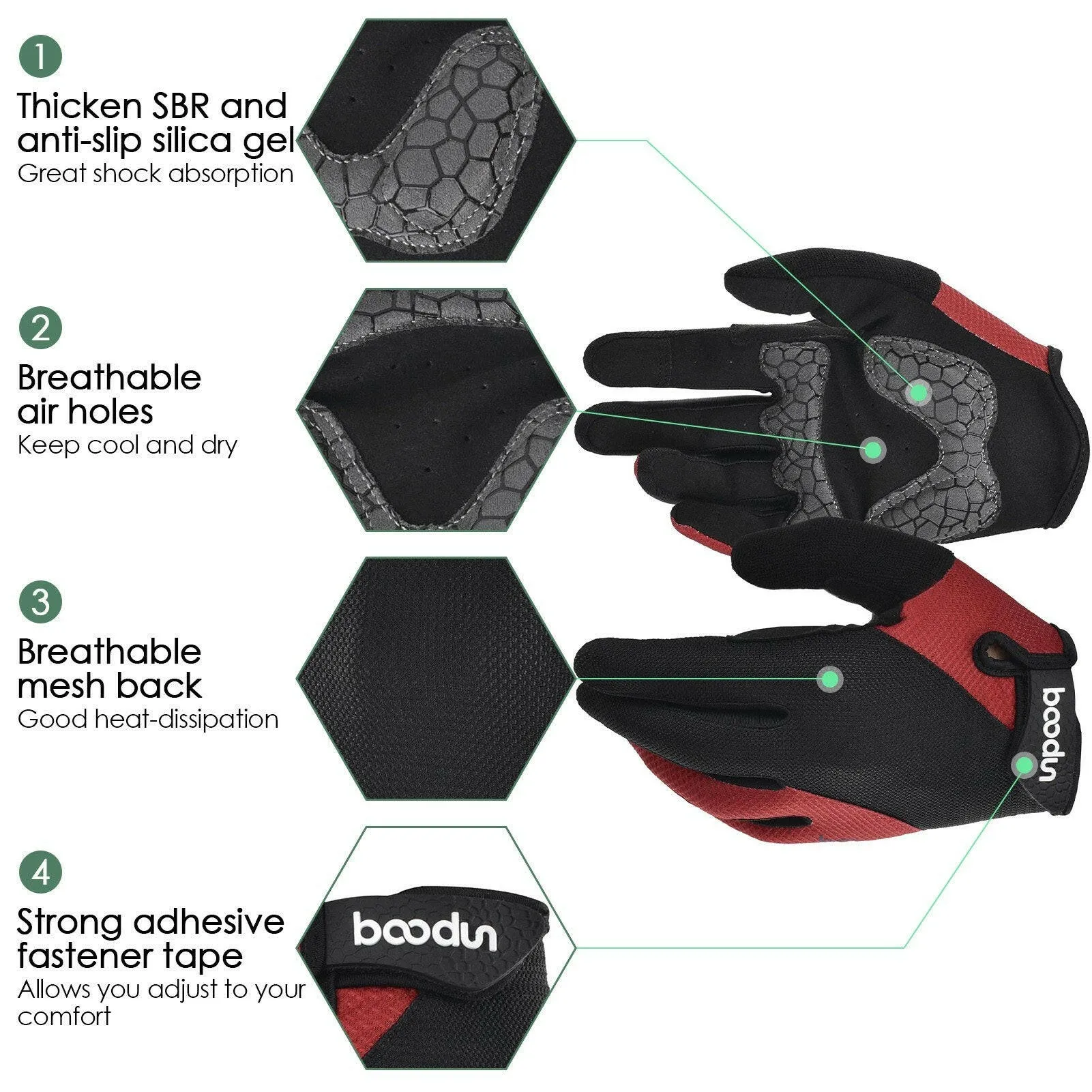 Mountain Bike Gloves Full Finger Cycling Breathable Gloves Anti-skid Mountain Bike Gloves Wear-resistant Women and Men Gel Palm Mittens Shock-Absorbing Road Bicycle Gloves