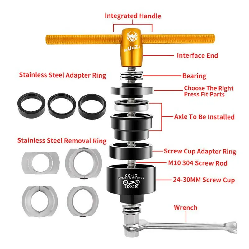 MUQZI Bike Bottom Bracket And Bearing Install Removal Tool For BB86 BB30 BB92 PF30 And Bike Headset Press Tool MTB Repair Kit