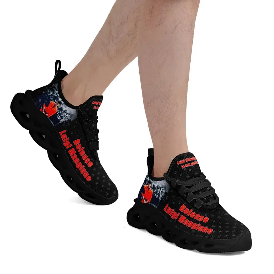 Personalized Luigi Mangione Design Running Shoes, Custom Breathable Unisex Athletic Sneakers