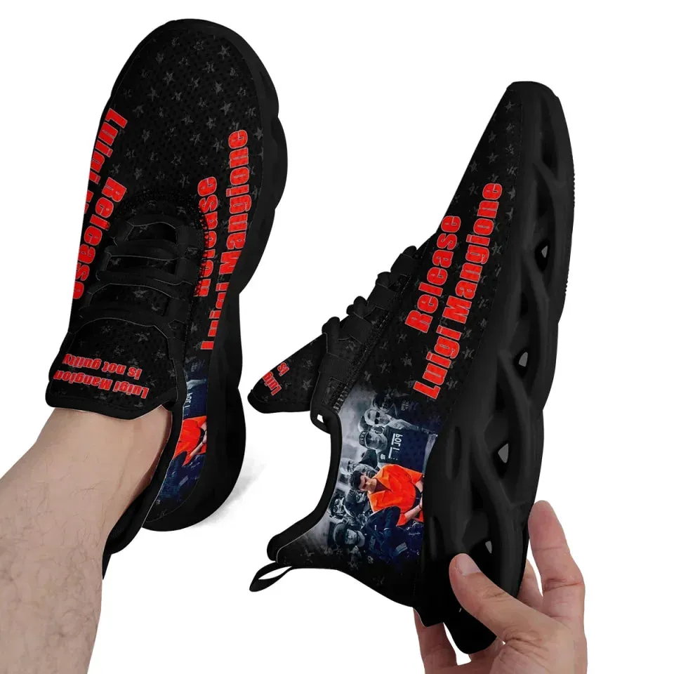 Personalized Luigi Mangione Design Running Shoes, Custom Breathable Unisex Athletic Sneakers