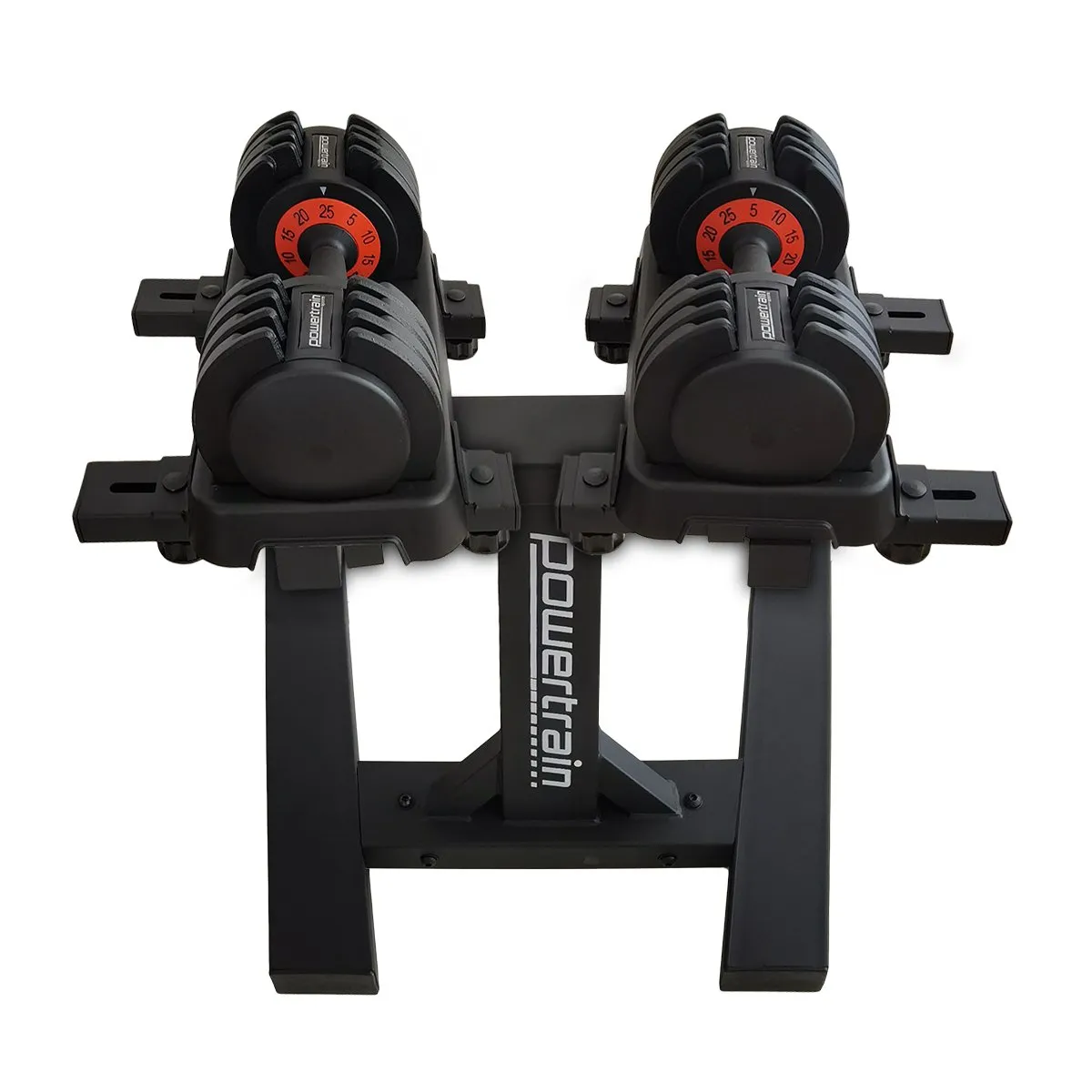 Powertrain GEN2 Pro Adjustable Dumbbells Set - 2 x 25kg (50kg) with Stand