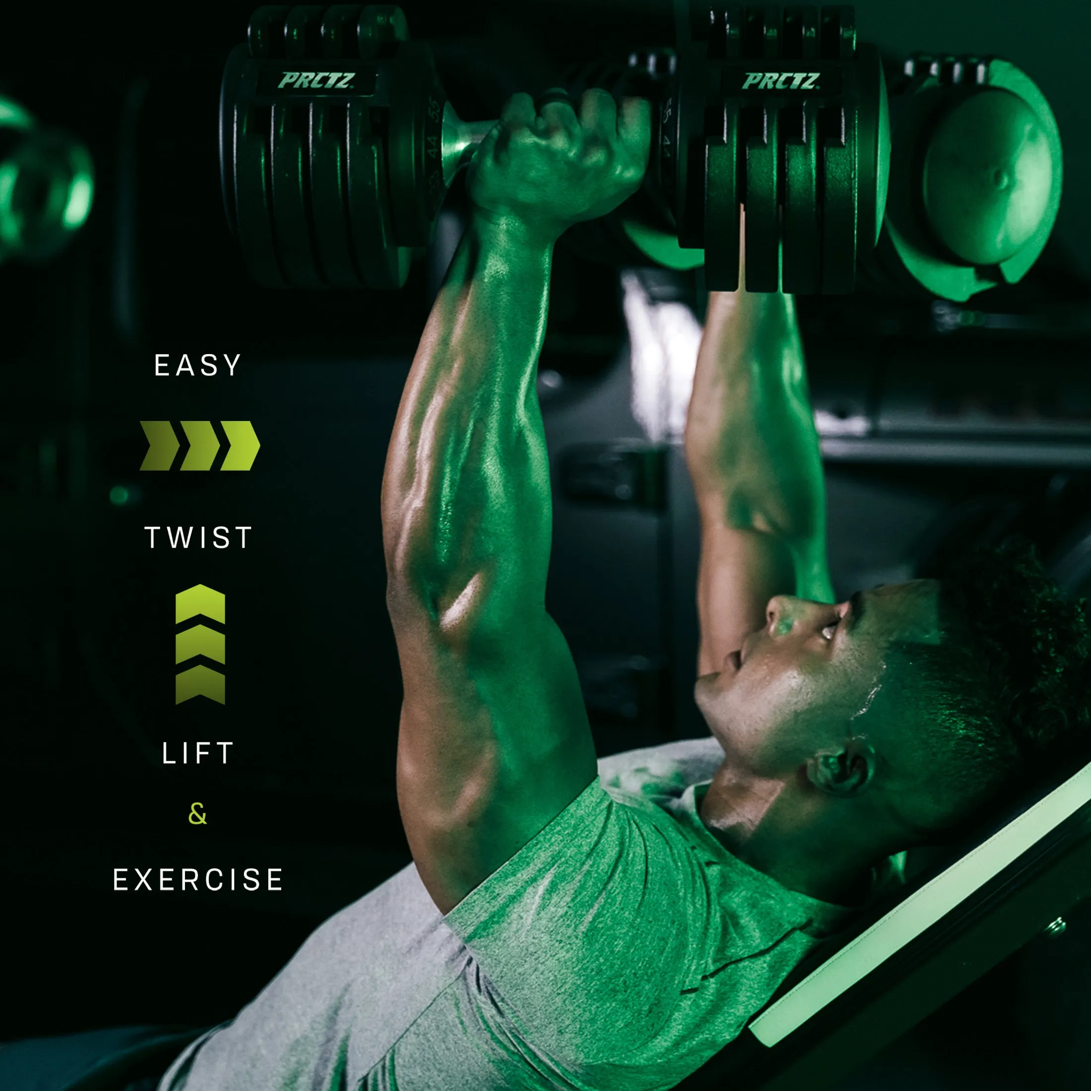 PRCTZ, 10-50lb Adjustable Dumbbell, 3-Point Safety Locking System, Single