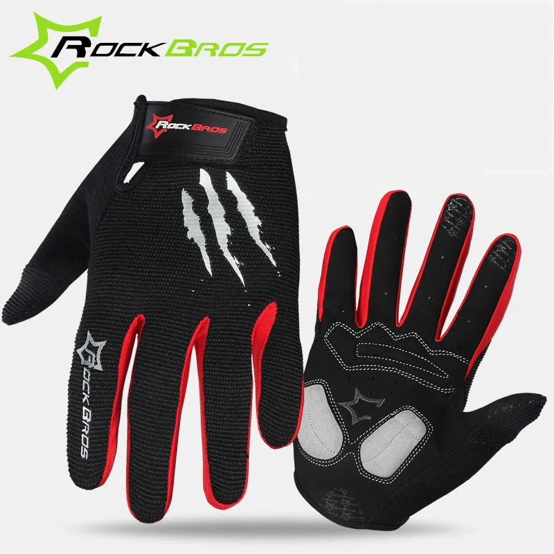 RockBros Full Finger Phone Touch Screen Bicycle Gloves With Sponge Pads