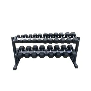 Rubber Hex Dumbbell Sets   Dumbbell Rack Combo