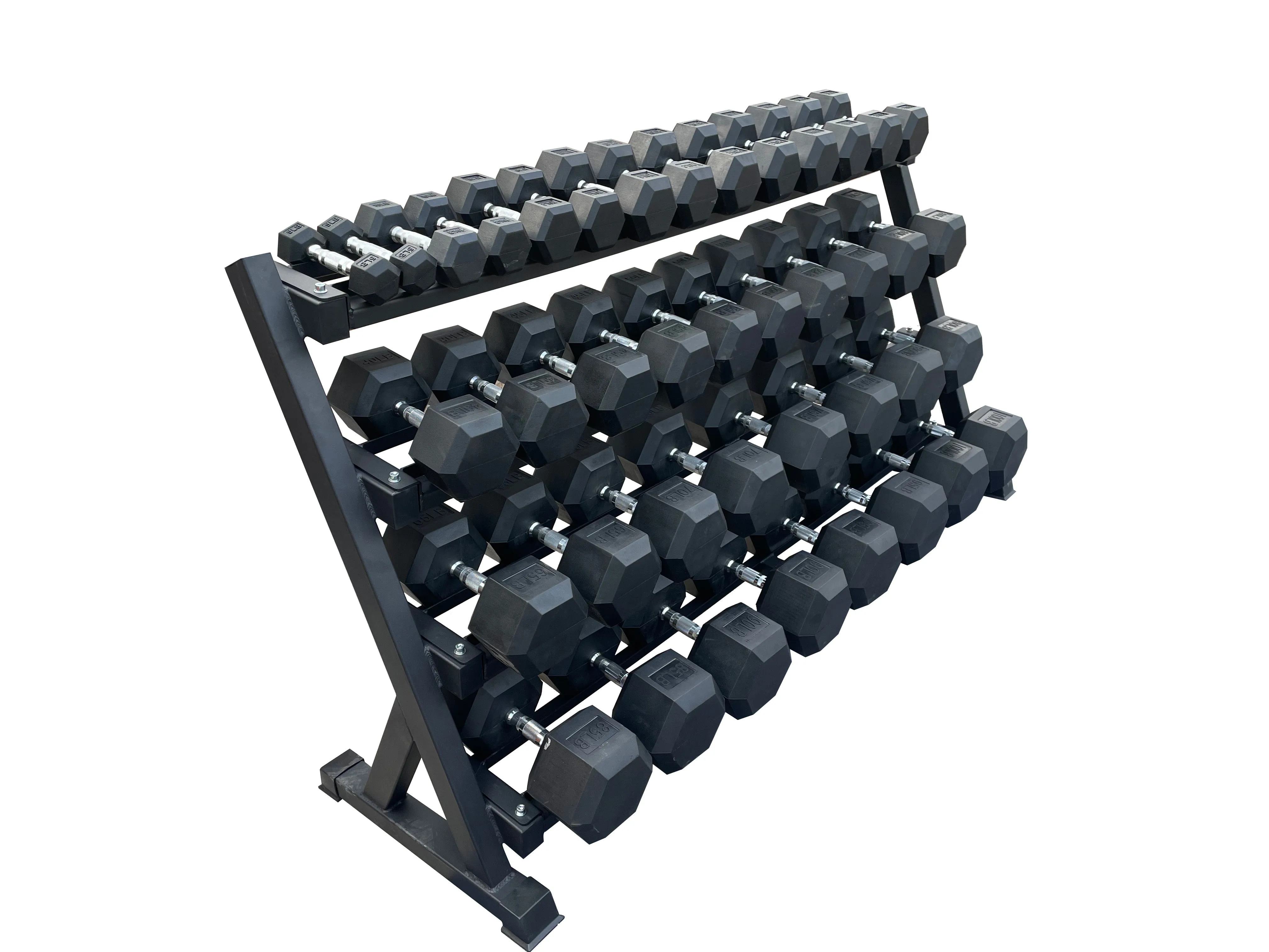 Rubber Hex Dumbbell Sets   Dumbbell Rack Combo