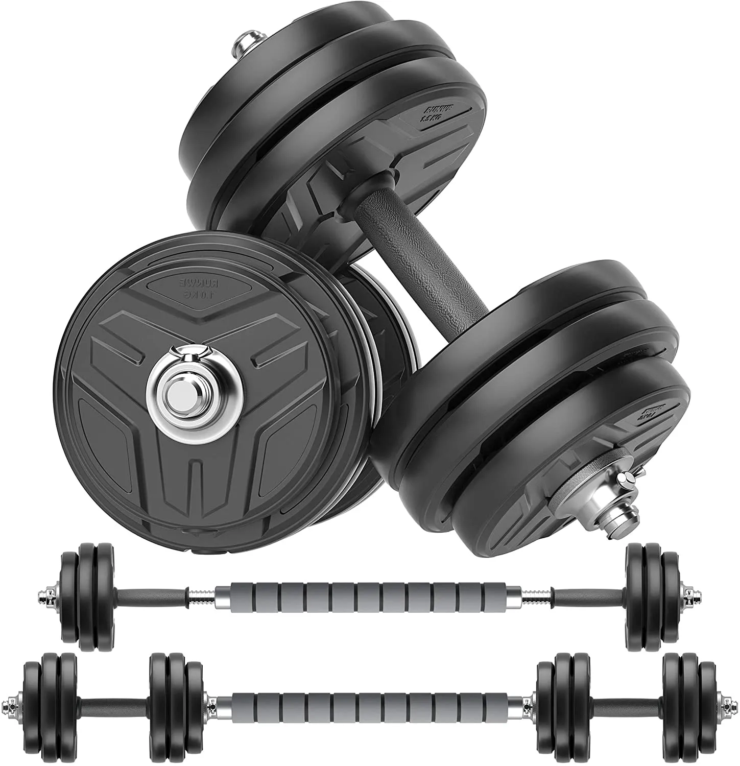RUNWE Adjustable Weight Dumbbells Set - 40 50 70 90 100 lbs Free Weight Barbell Set at Home/Office/Gym Fitness Workout Exercises Training for Men/Women/Beginner/Pro