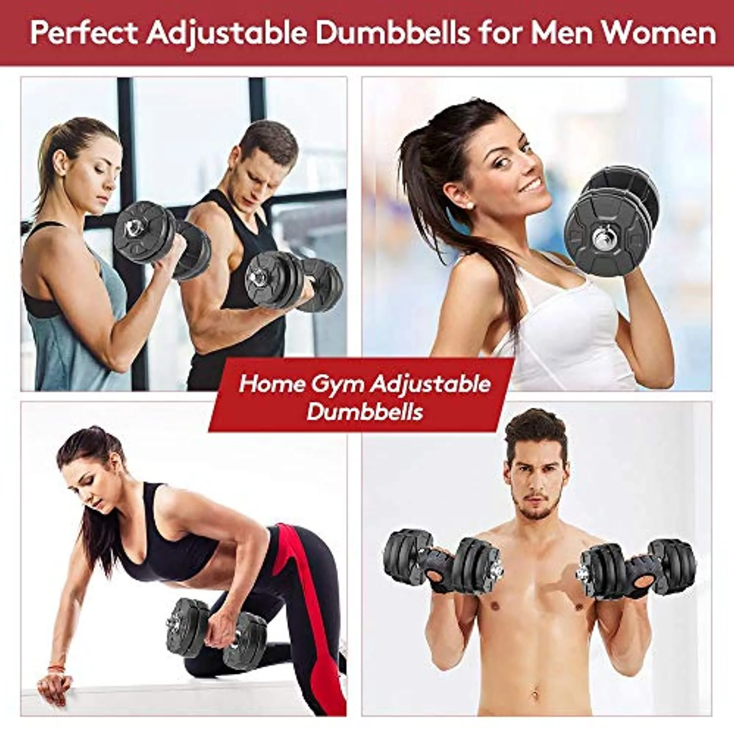RUNWE Adjustable Weight Dumbbells Set - 40 50 70 90 100 lbs Free Weight Barbell Set at Home/Office/Gym Fitness Workout Exercises Training for Men/Women/Beginner/Pro