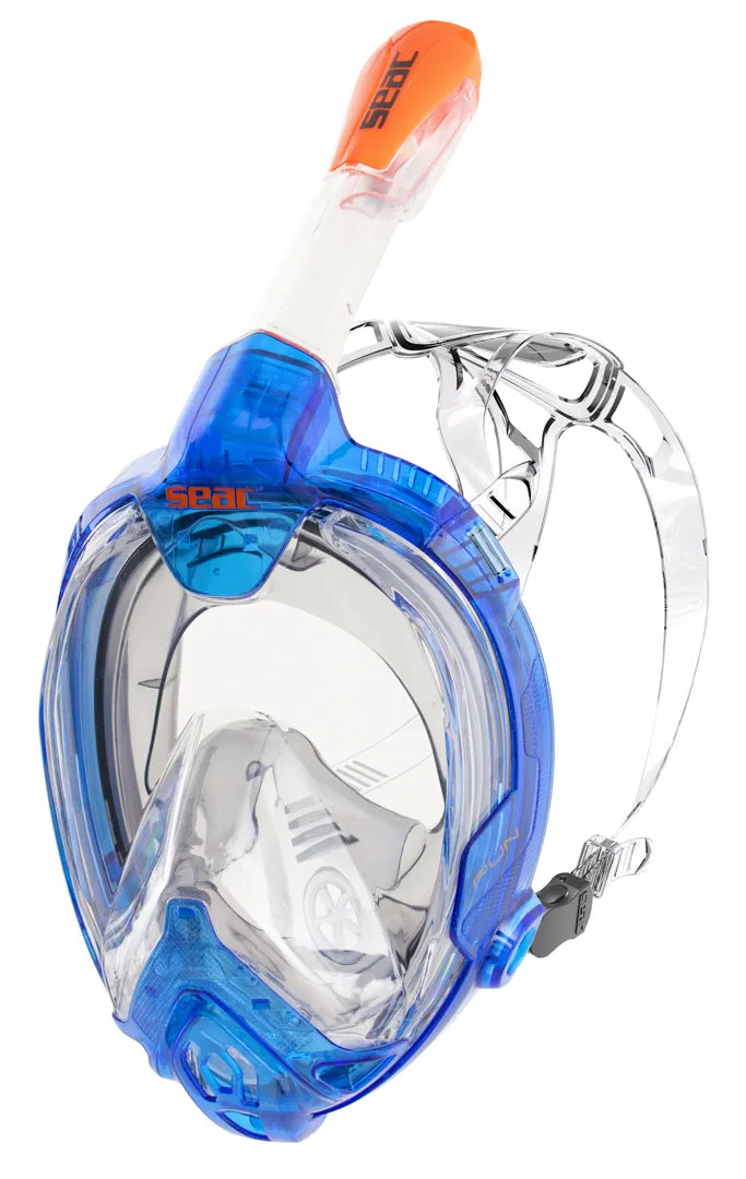SEAC Fun Full Face Snorkeling Mask for Children 10  and Small Faces, Safety Release Buckles